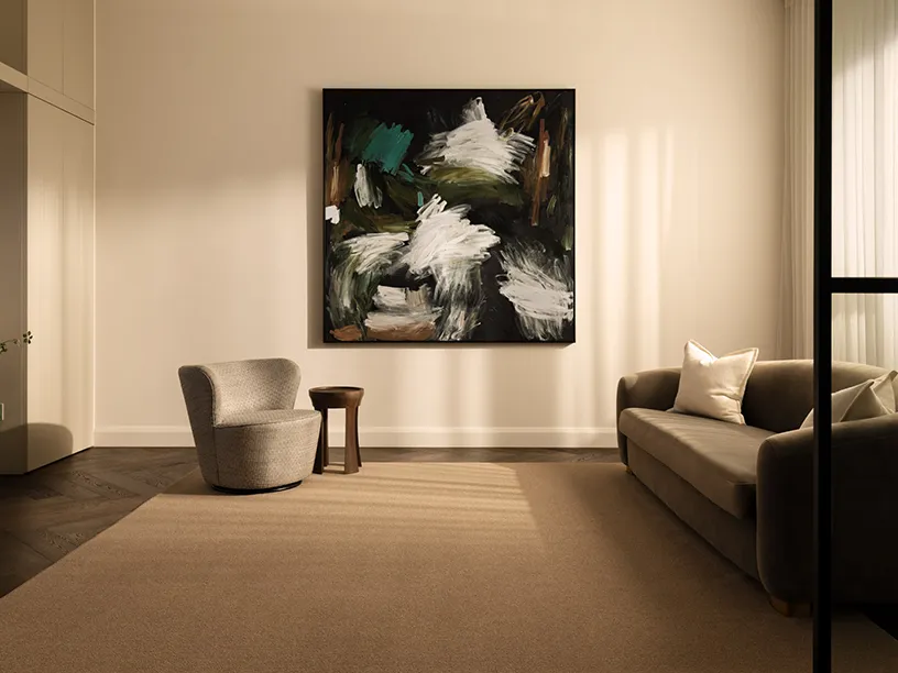 Brown Square Living Room Rug