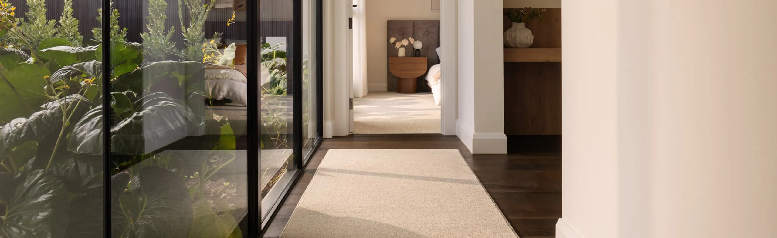 Elegant hallway with rugs