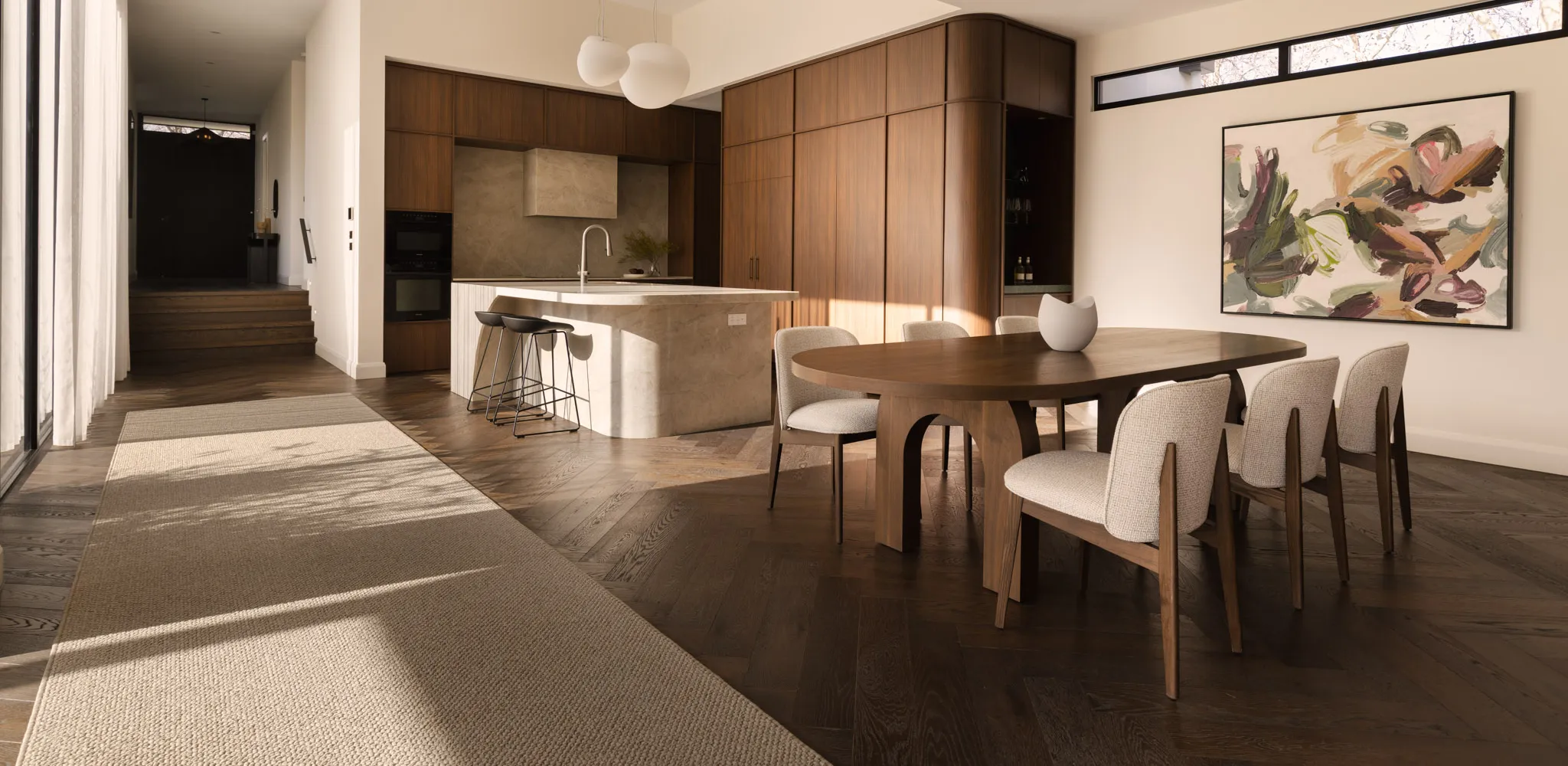 Dining room with rug